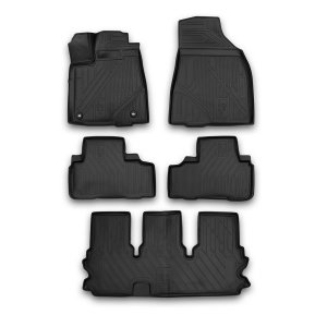 Toyota Highlander Floor Mats - Omac - Rubber TPE 5 Pcs - Black - '14-'19 Toyota Highlander Floor Mats - Omac - Rubber TPE 5 Pcs - Black - '14-'19